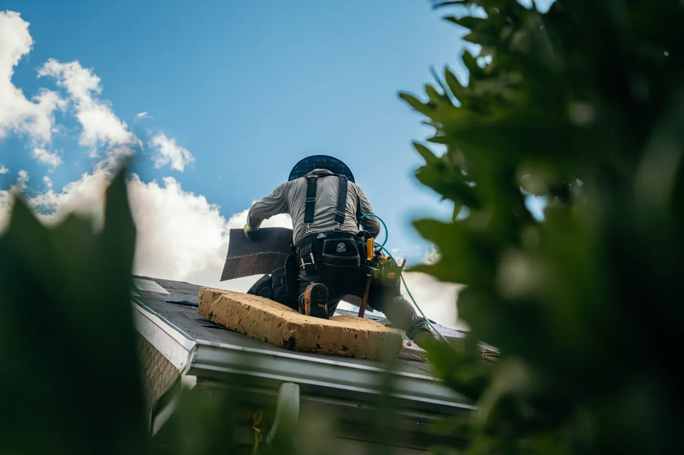 Tarping and dry-in on a Bicknell commercial roof